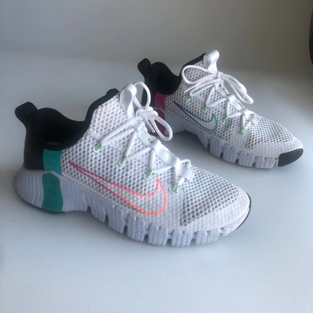 Nike White Athletic Shoes with Multicolor Accents